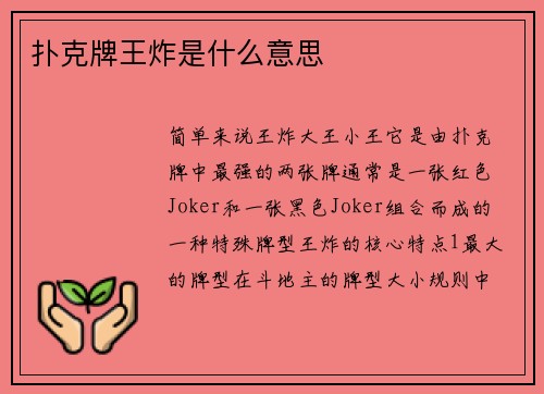 扑克牌王炸是什么意思